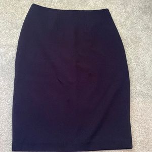 Navy Calf-Length Pencil Skirt